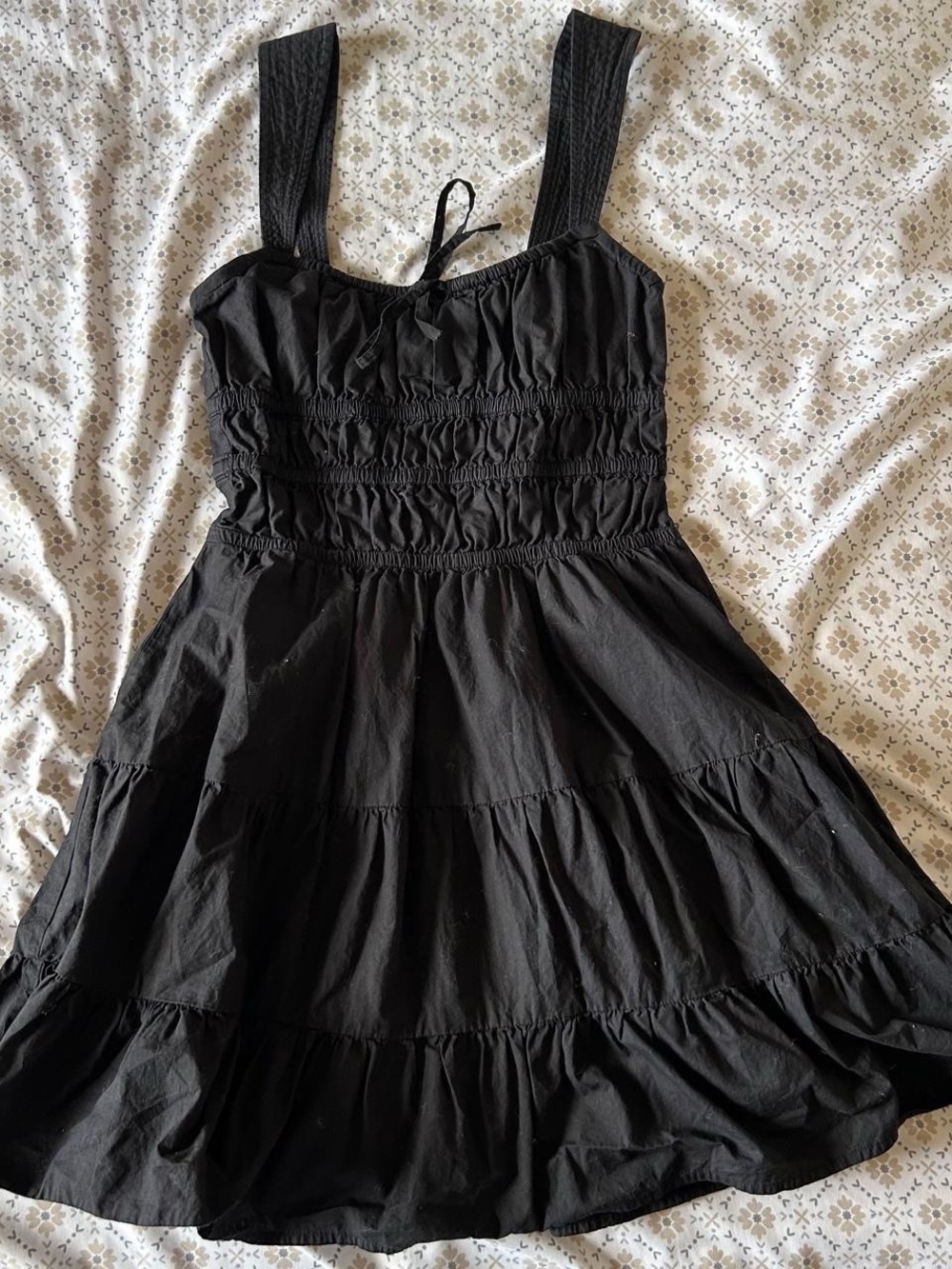 Sunday Best Black Smocked Tiered Sundress with Wide Straps